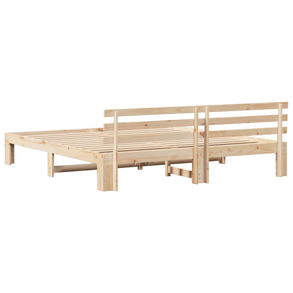 Sengestamme med hodegjerde Brun 200 x 200 cm Massivt furutre