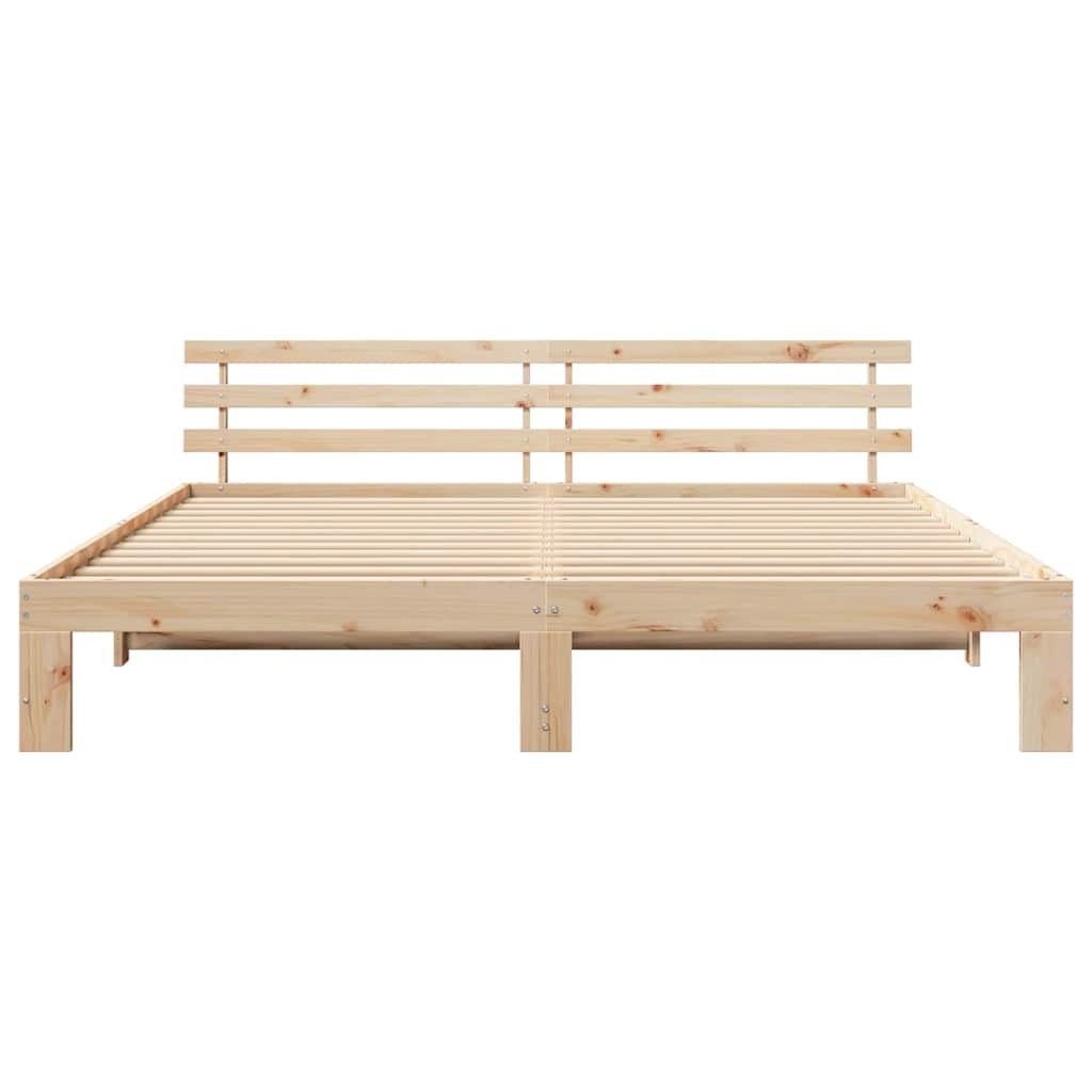 Sengestamme med hodegjerde Brun 200 x 200 cm Massivt furutre