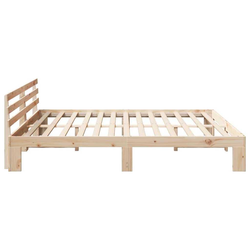 Sengestamme med hodegjerde Brun 200 x 200 cm Massivt furutre