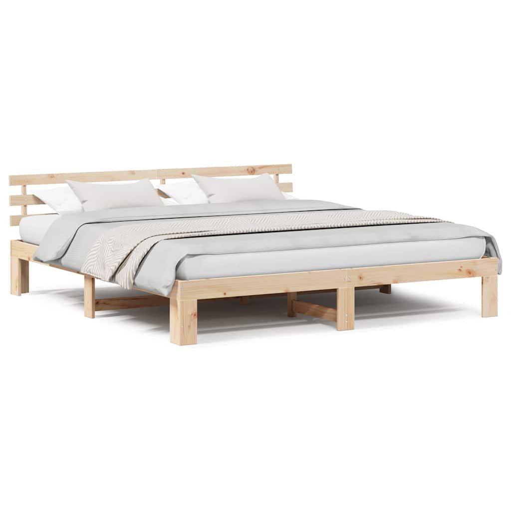 Sengestamme med hodegjerde Brun 200 x 200 cm Massivt furutre