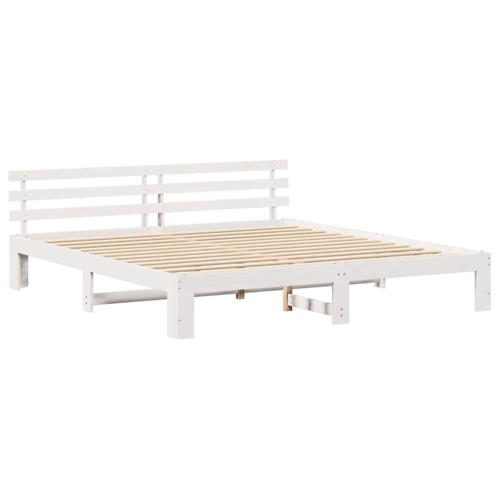 Sengestamme med hodegjerde Hvit 200 x 200 cm Massivt furutre