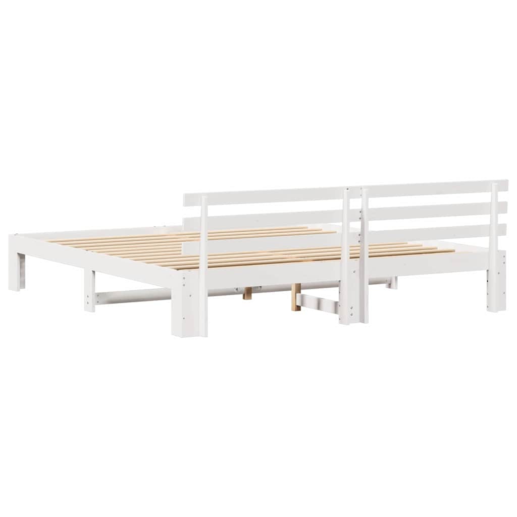 Sengestamme med hodegjerde Hvit 200 x 200 cm Massivt furutre