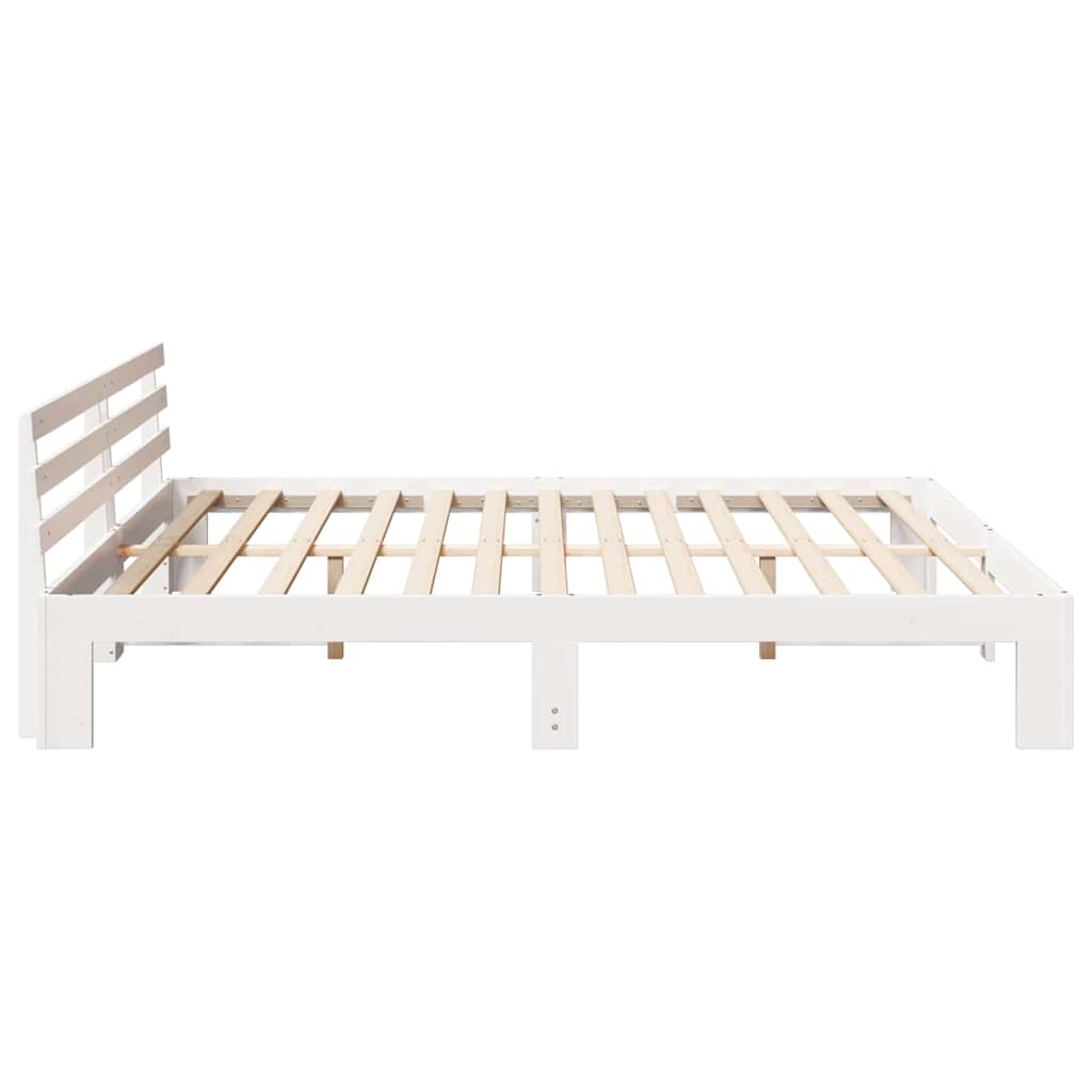 Sengestamme med hodegjerde Hvit 200 x 200 cm Massivt furutre