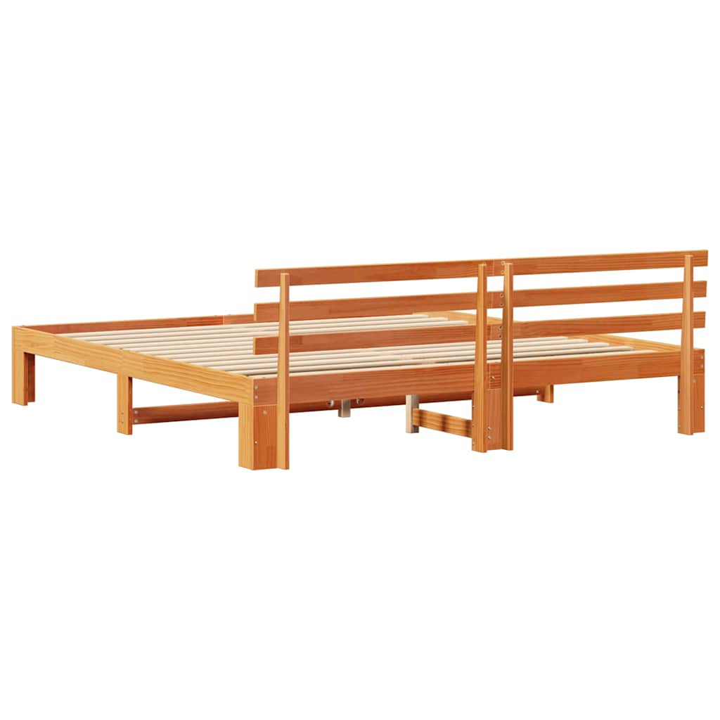 Sengestamme med hodegjerde Vokset Brun 200 x 200 cm Massiv furu