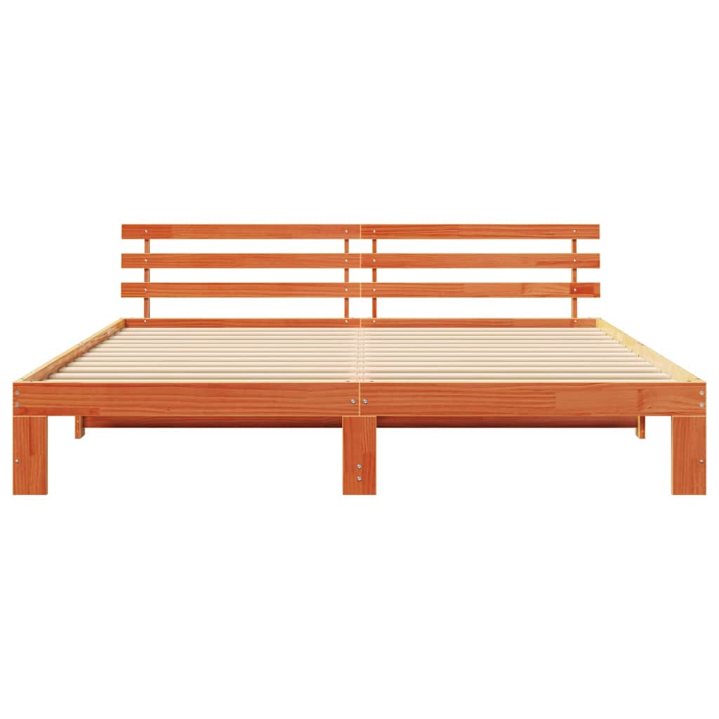 Sengestamme med hodegjerde Brun 200 x 200 cm Massivt furutre