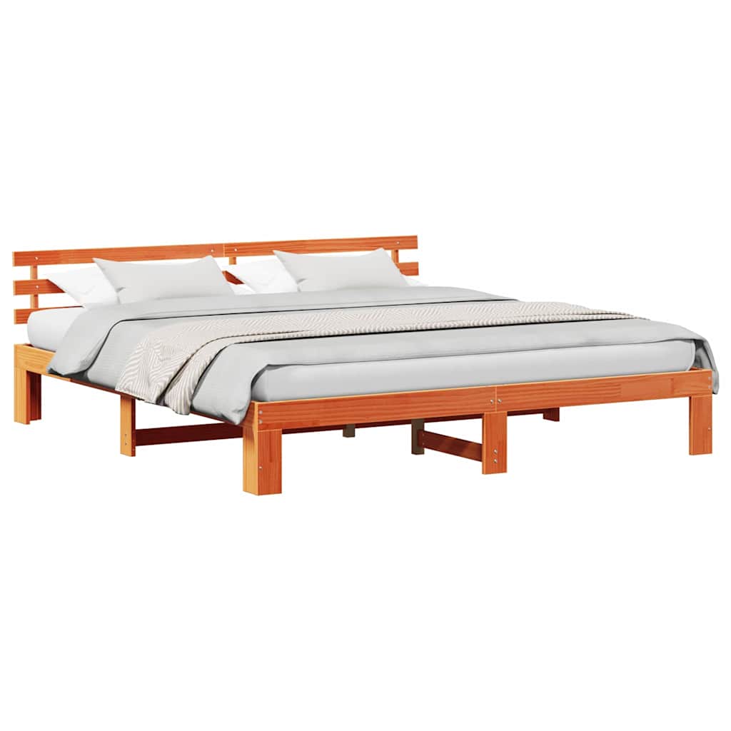 Sengestamme med hodegjerde Vokset Brun 200 x 200 cm Massiv furu