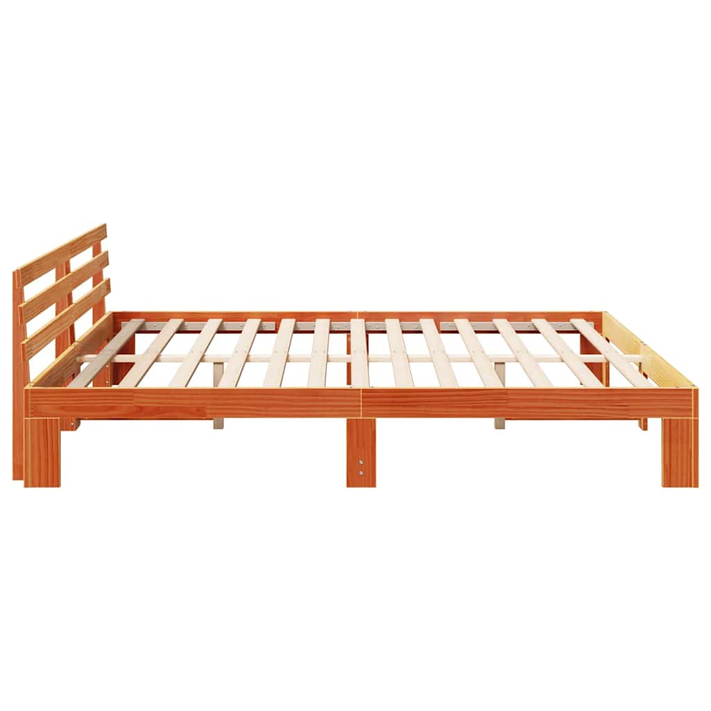 Sengestamme med hodegjerde Vokset Brun 200 x 200 cm Massiv furu
