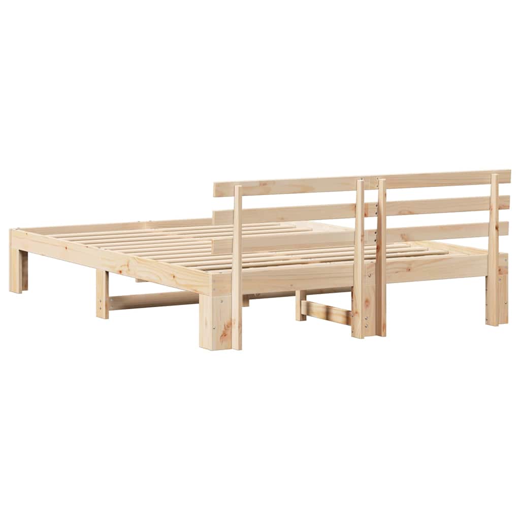 Sengestamme med hodegjerde Naturlig 160 x 200 cm Massiv furu