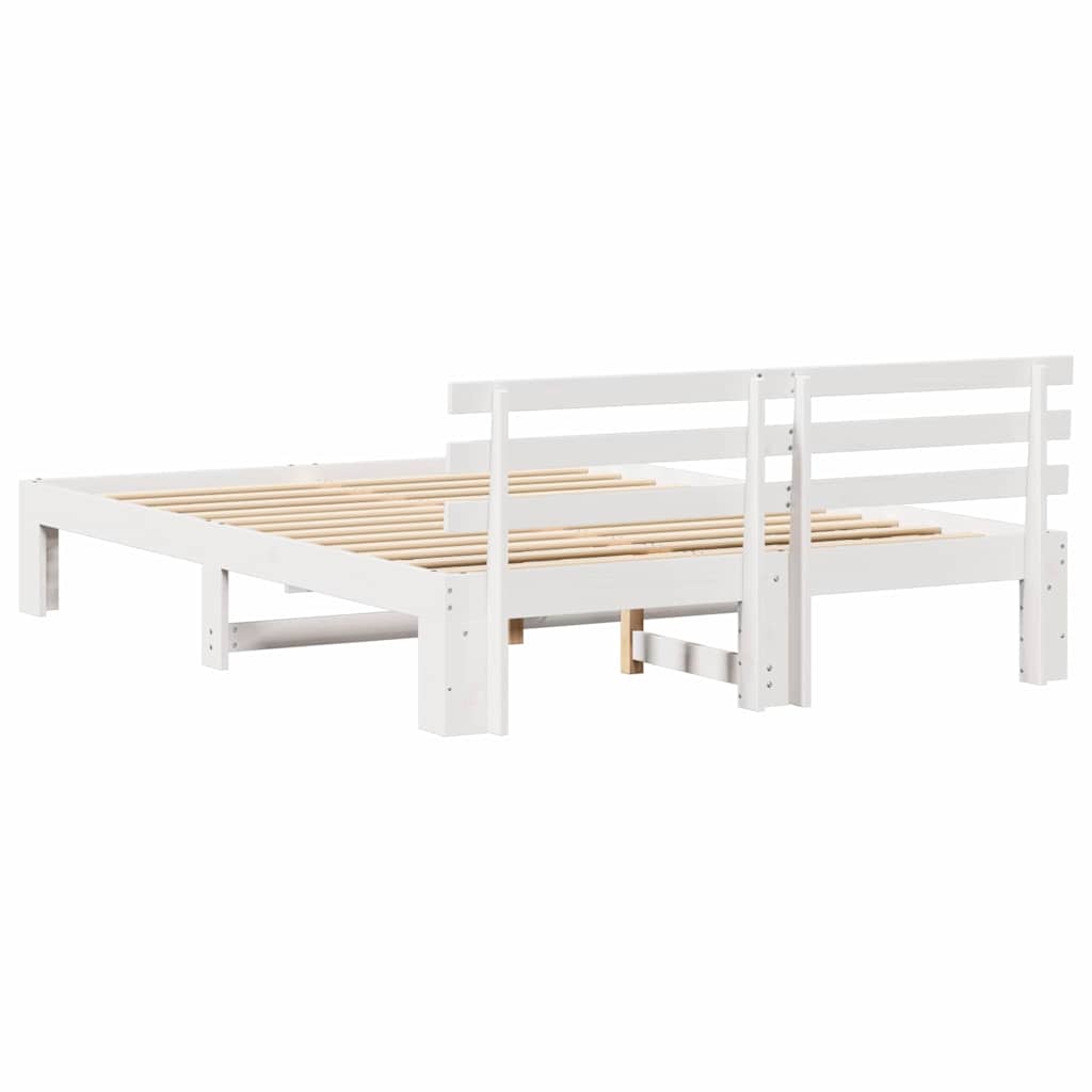 Sengestamme med hodegjerde Hvit 160 x 200 cm Massiv furu