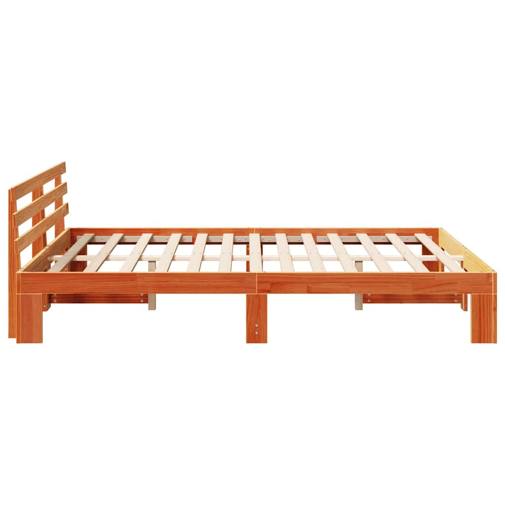 Sengestamme med hodegjerde Vokset Brun 160 x 200 cm Massiv furu