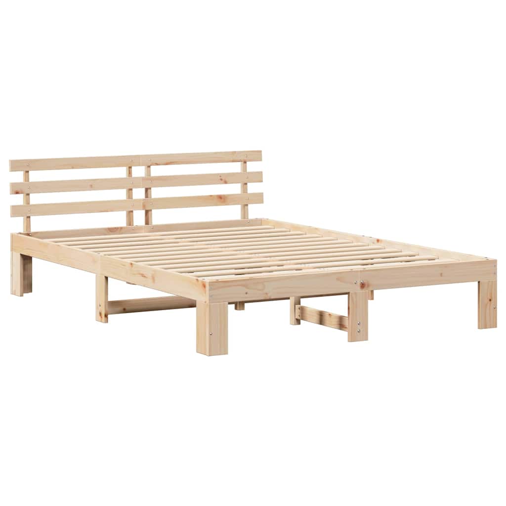 Sengestamme med hodegjerde Naturlig 150 x 200 cm Massiv furu