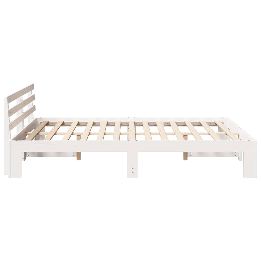 Sengestamme med hodegjerde Hvit 140 x 200 cm Massiv furu