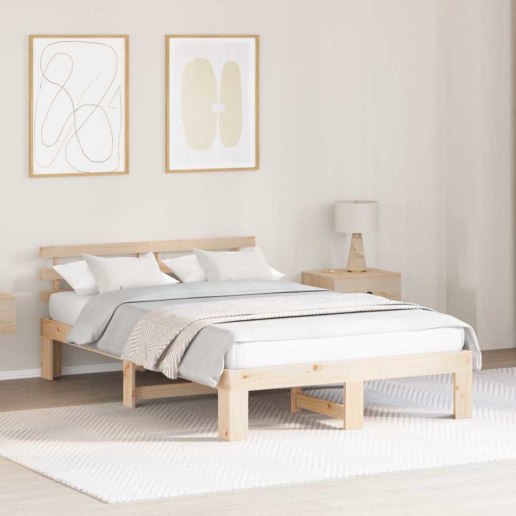 Sengestamme med hodegjerde Naturlig 120 x 200 cm Massiv furu
