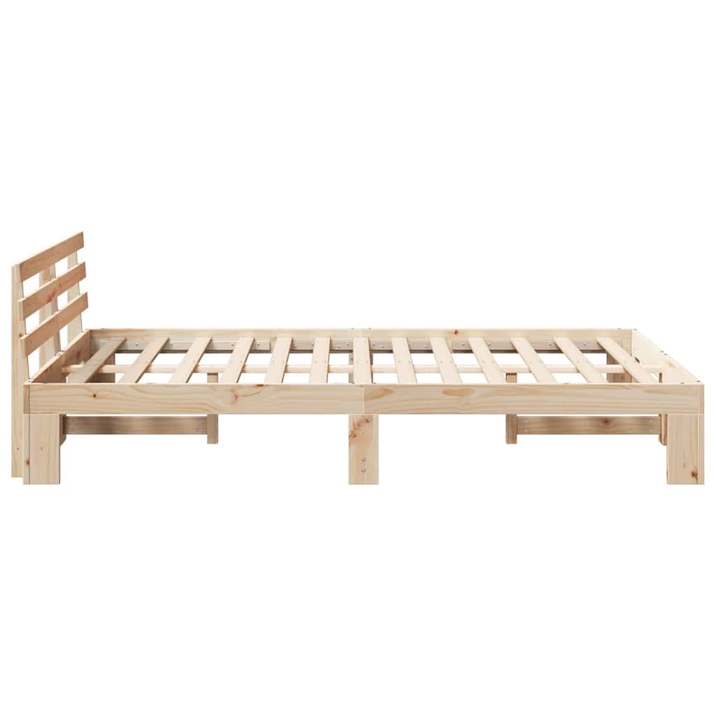Sengestamme med hodegjerde Naturlig 120 x 200 cm Massiv furu