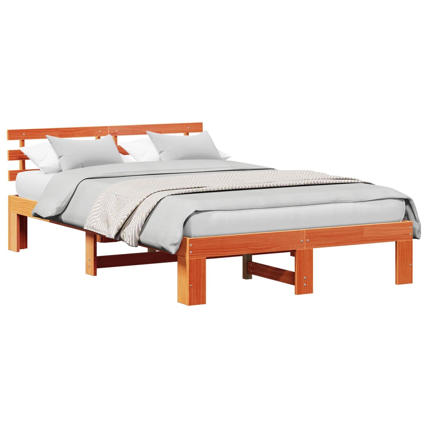 Sengestamme med hodegjerde Vokset Brun 120 x 200 cm Massiv furu