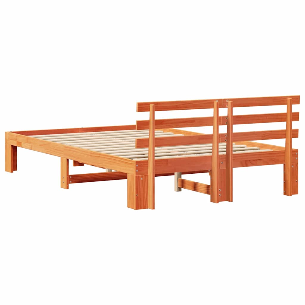 Sengestamme med hodegjerde Vokset Brun 120 x 200 cm Massiv furu