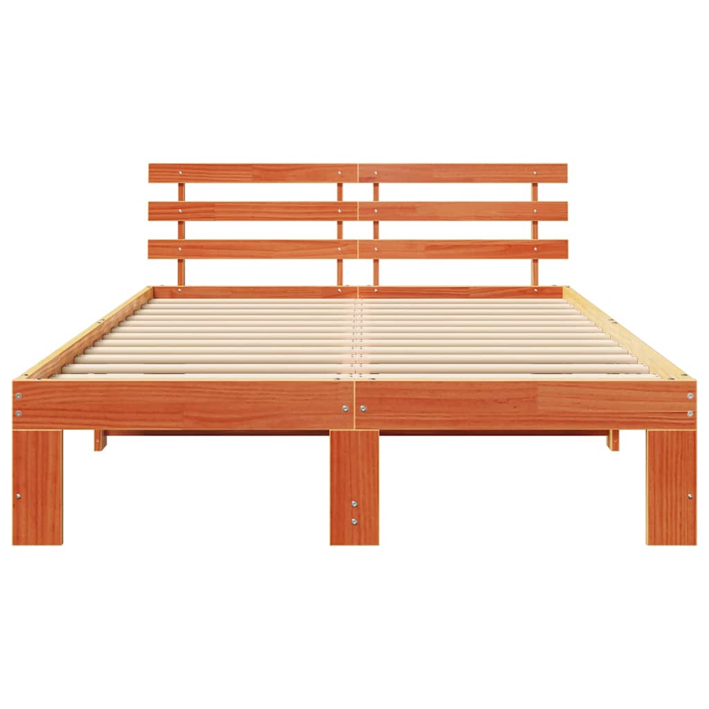 Sengestamme med hodegjerde Vokset Brun 120 x 200 cm Massiv furu