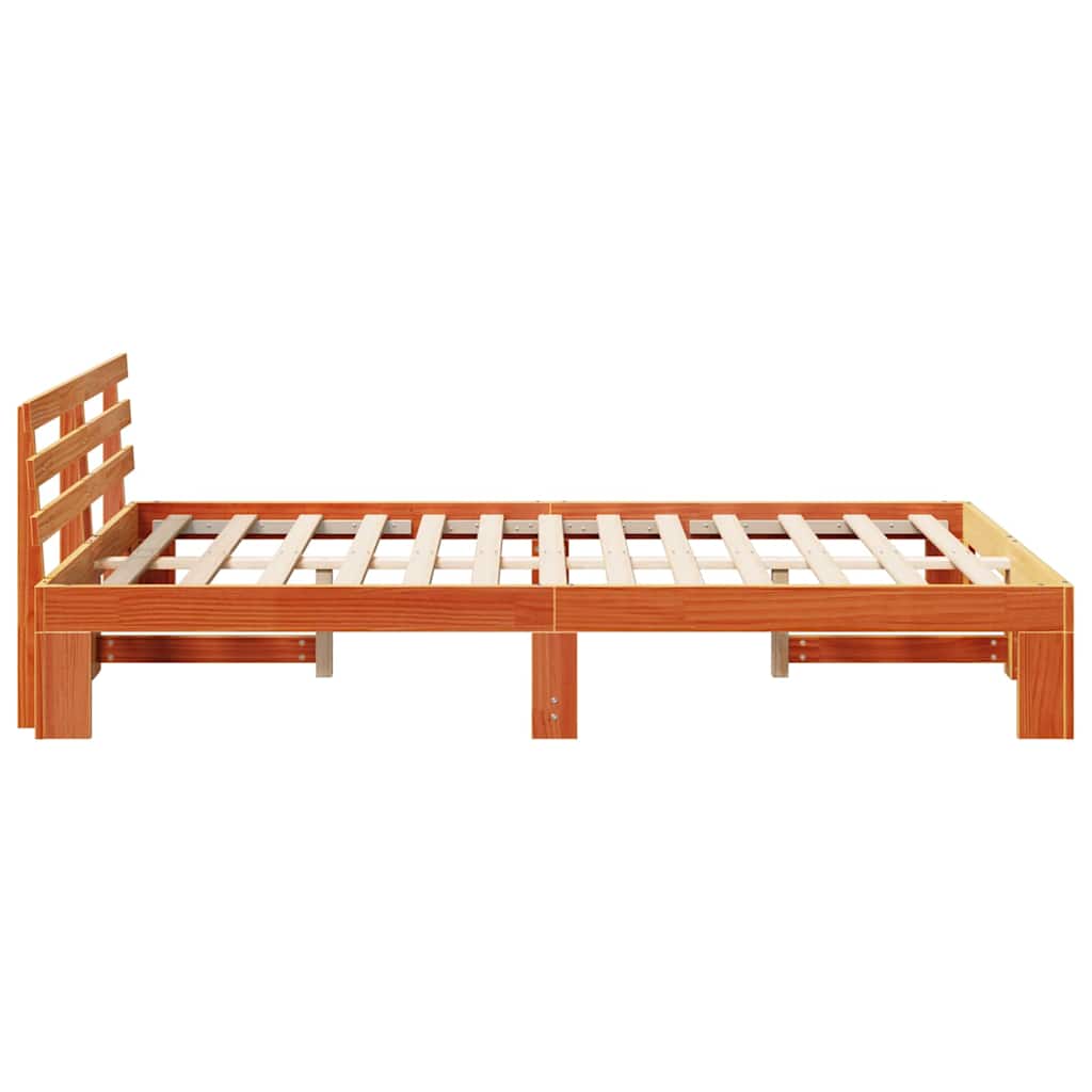 Sengestamme med hodegjerde Vokset Brun 120 x 200 cm Massiv furu