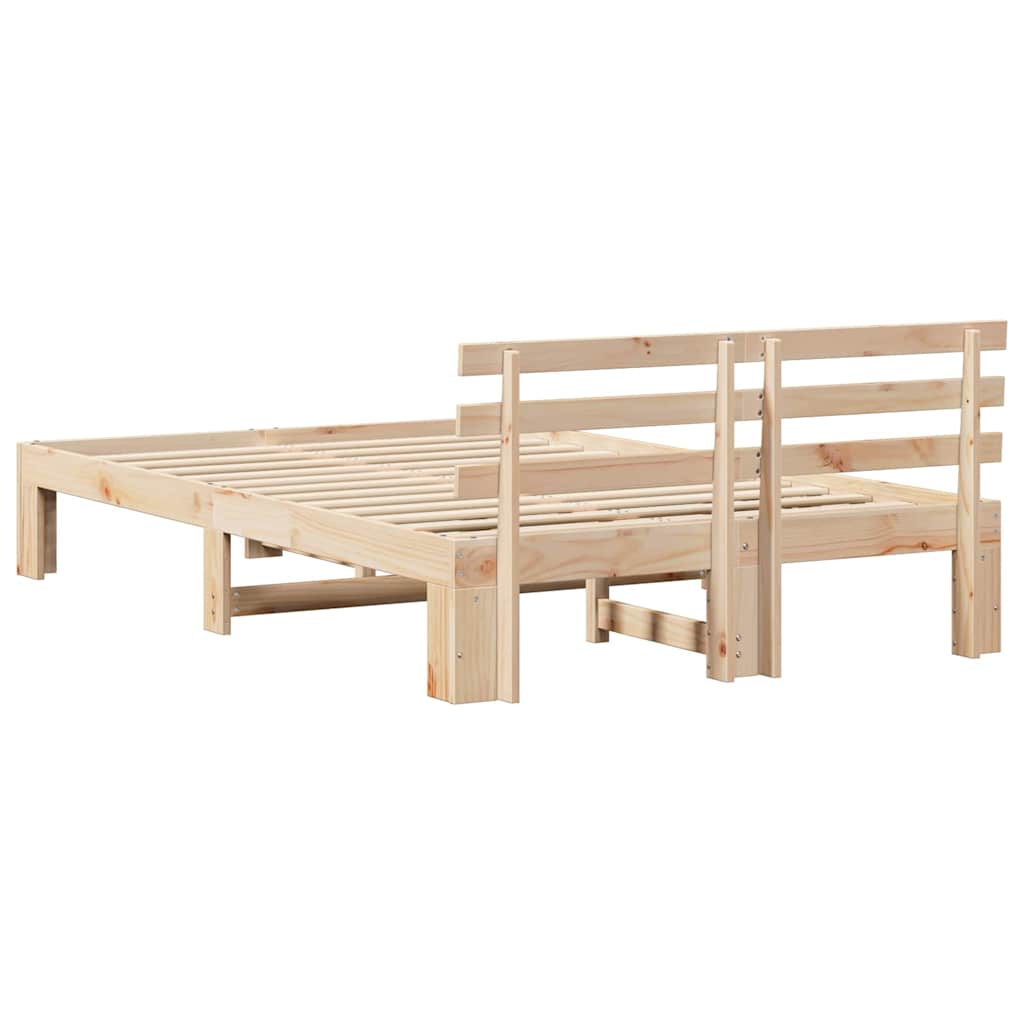 Sengestamme med hodegjerde Naturlig 140 x 190 cm Massiv furu