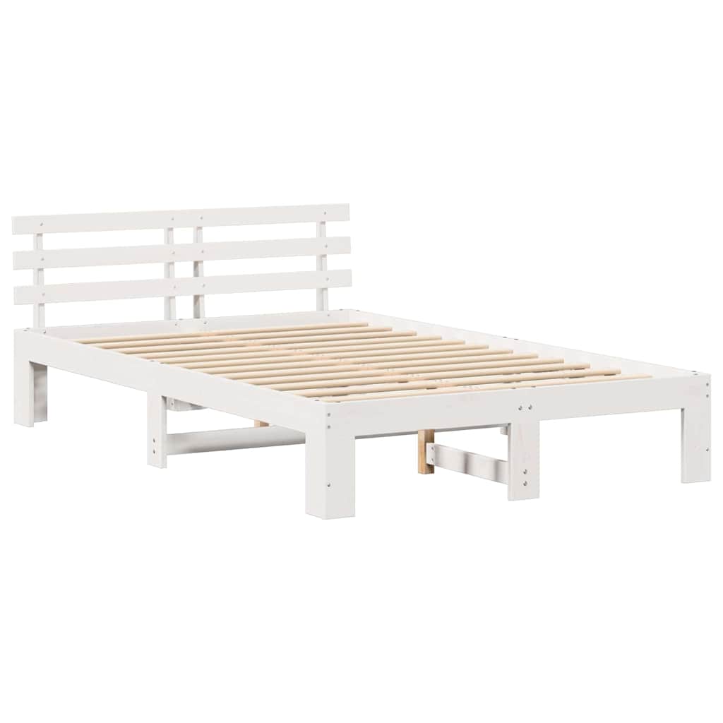 Sengestamme med hodegjerde Hvit 140 x 190 cm Massiv furu