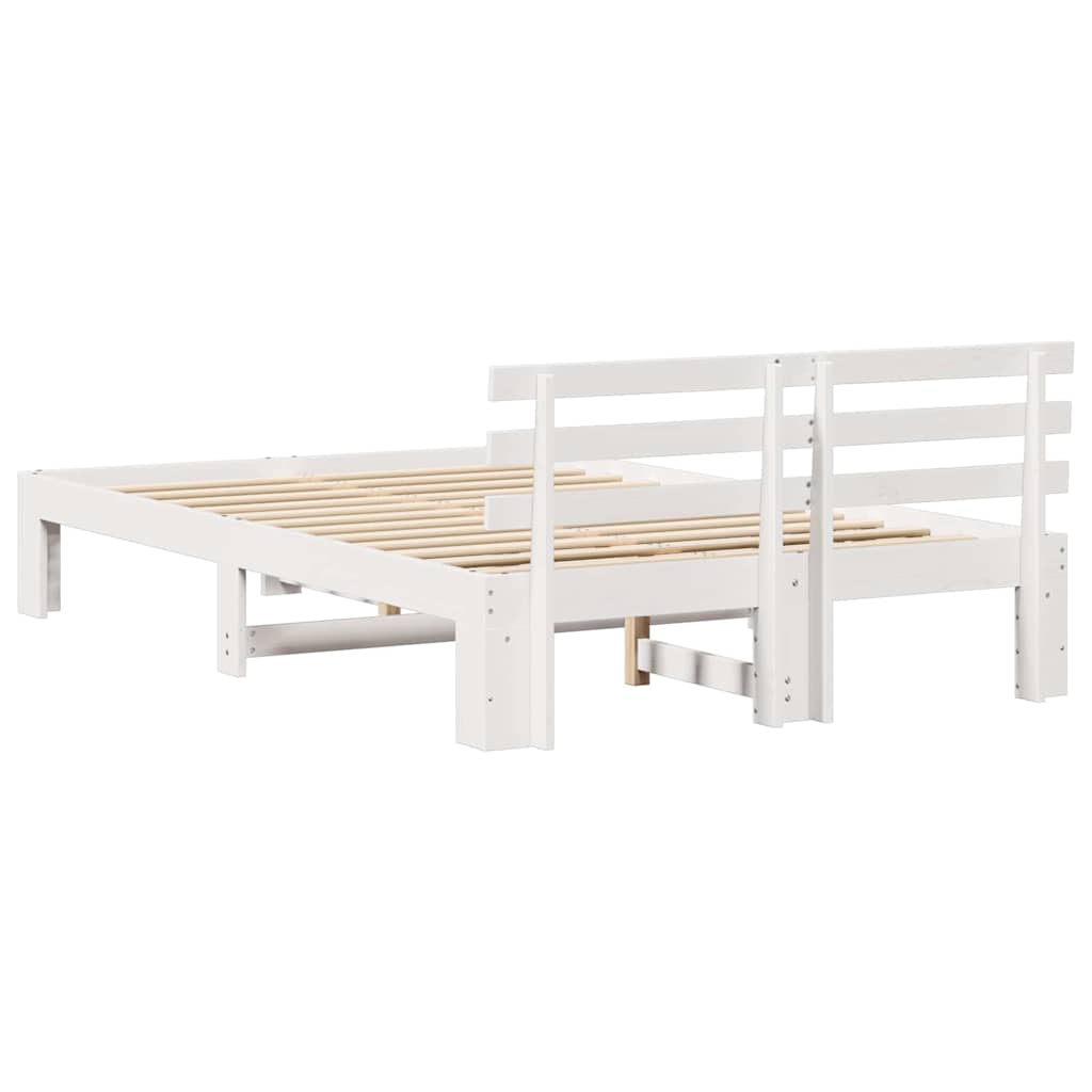 Sengestamme med hodegjerde Hvit 140 x 190 cm Massiv furu