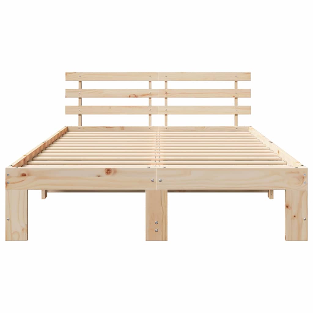 Sengestamme med hodegjerde Naturlig 135 x 190 cm Massiv furu