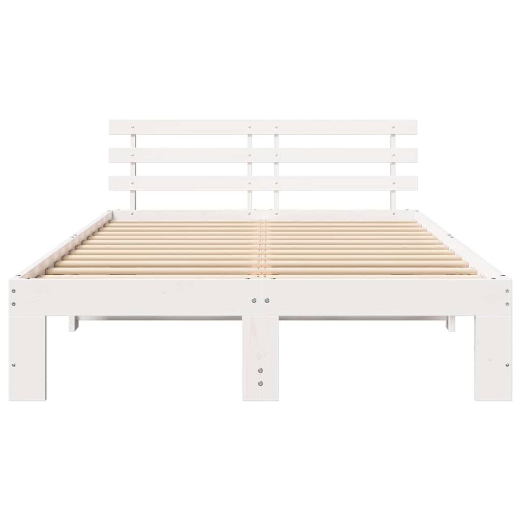 Sengestamme med hodegjerde Hvit 120 x 190 cm Massiv furu
