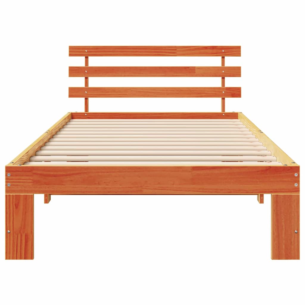 Sengestamme med hodegjerde Vokset Brun 100 x 200 cm Massiv furu