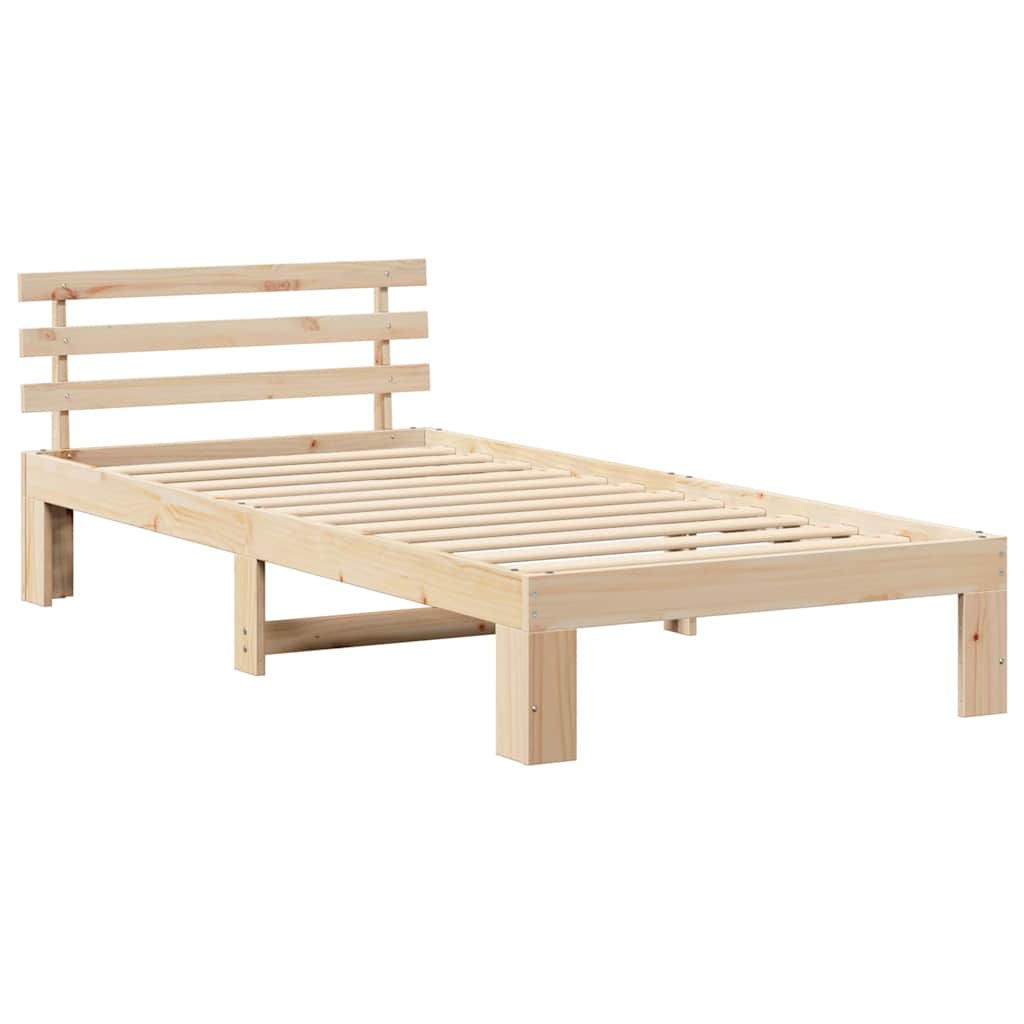 Sengestamme med hodegjerde Naturlig 90 x 200 cm Massiv furu