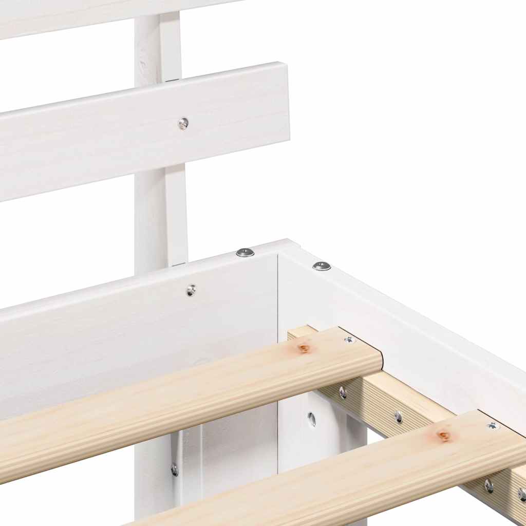 Sengestamme med hodegjerde Hvit 90 x 200 cm Massiv furu