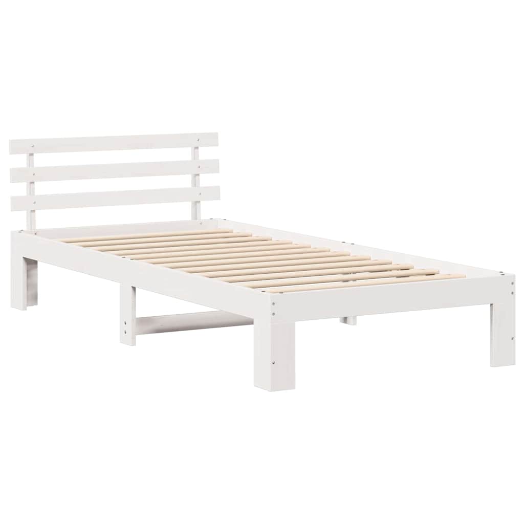 Sengestamme med hodegjerde Hvit 90 x 200 cm Massiv furu