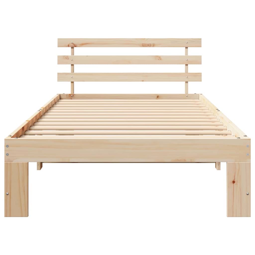 Sengestamme med hodegjerde Naturlig 80 x 200 cm Massiv furu