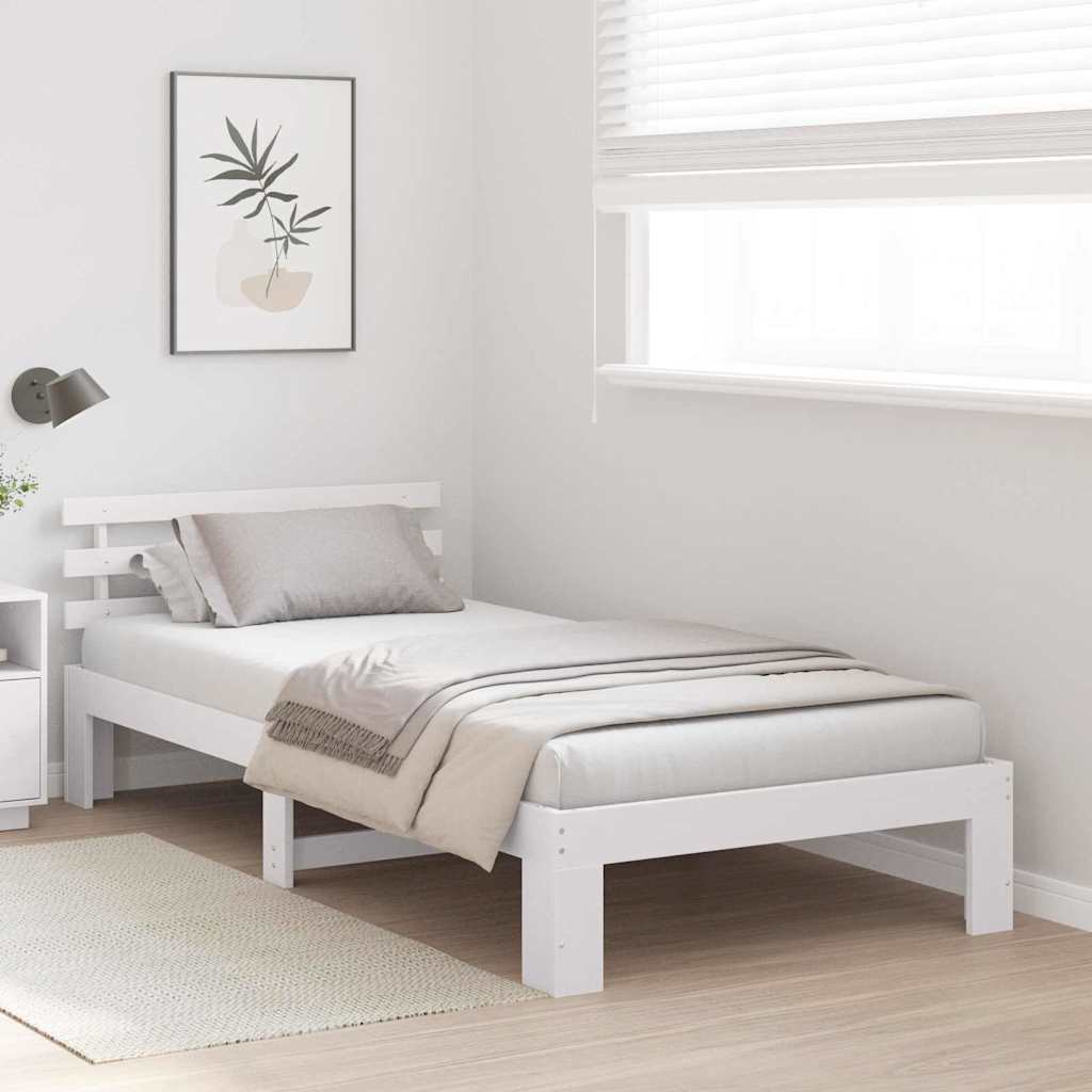 Sengestamme med hodegjerde Hvit 80 x 200 cm Massivt furutre