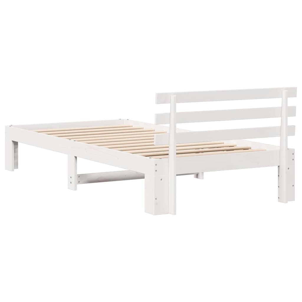Sengestamme med hodegjerde Hvit 80 x 200 cm Massivt furutre