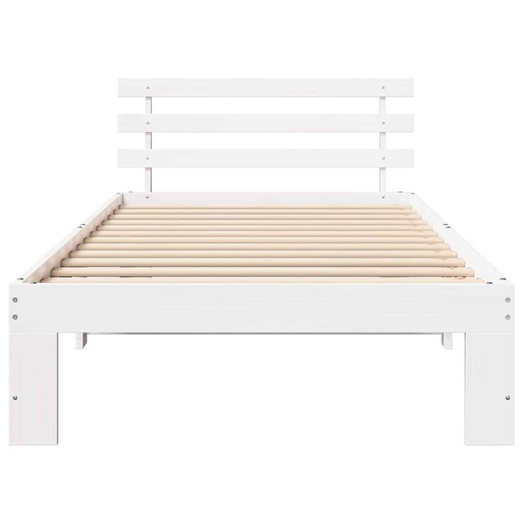Sengestamme med hodegjerde Hvit 80 x 200 cm Massiv furu