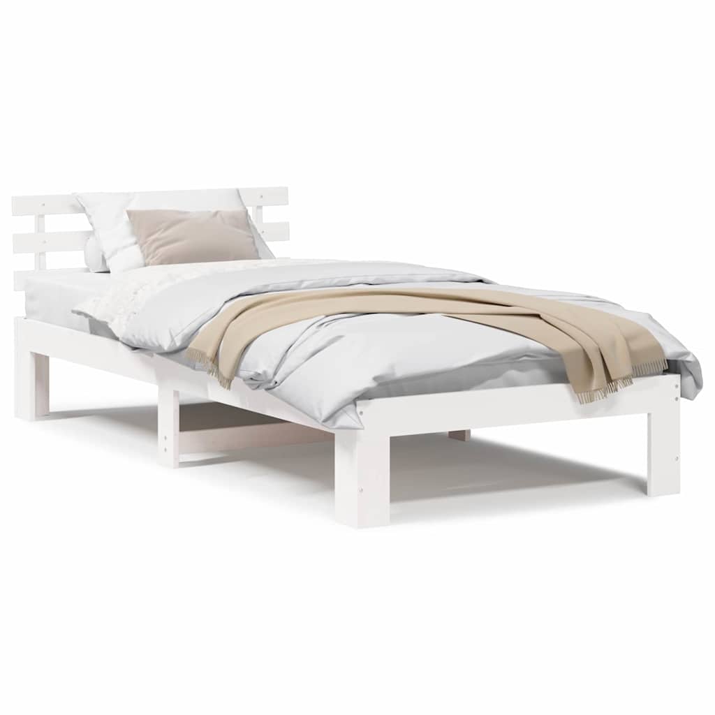 Sengestamme med hodegjerde Hvit 80 x 200 cm Massivt furutre