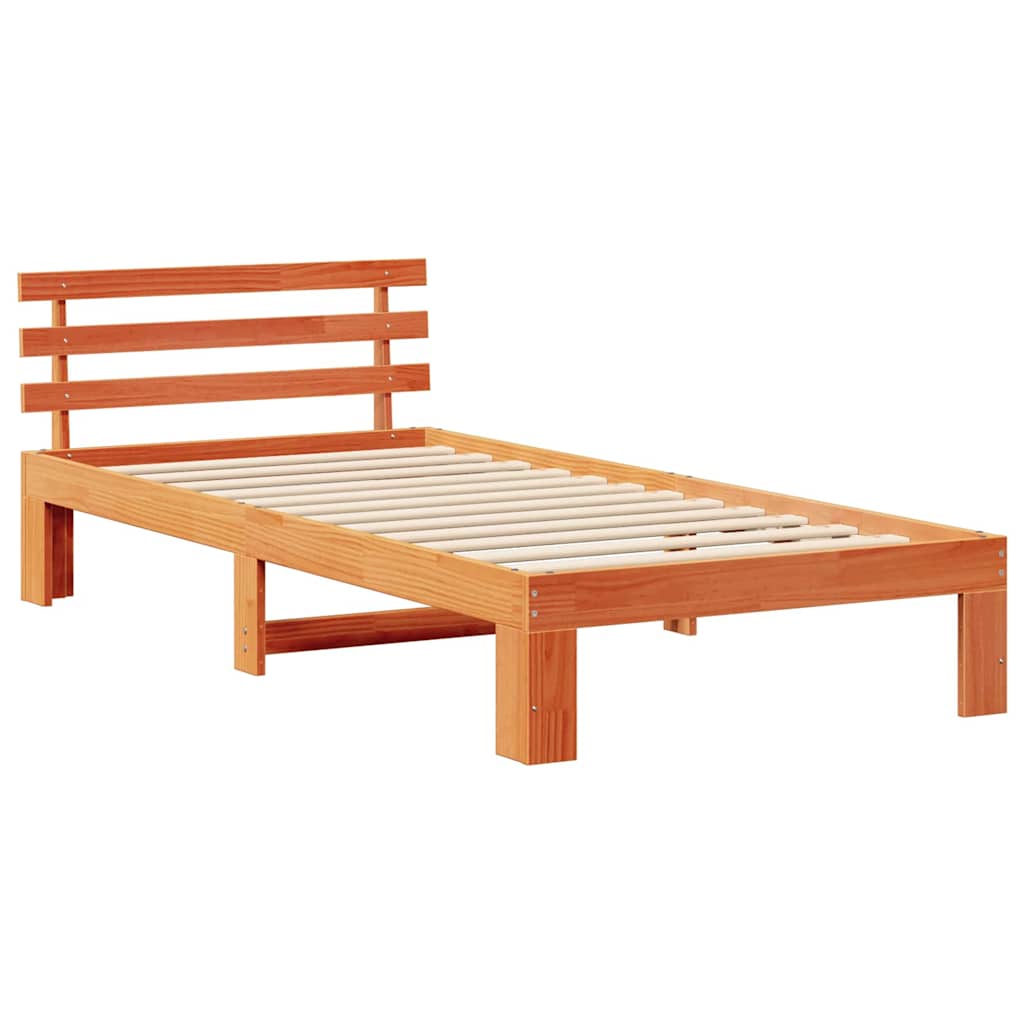 Sengestamme med hodegjerde Brun 80 x 200 cm Massivt furutre