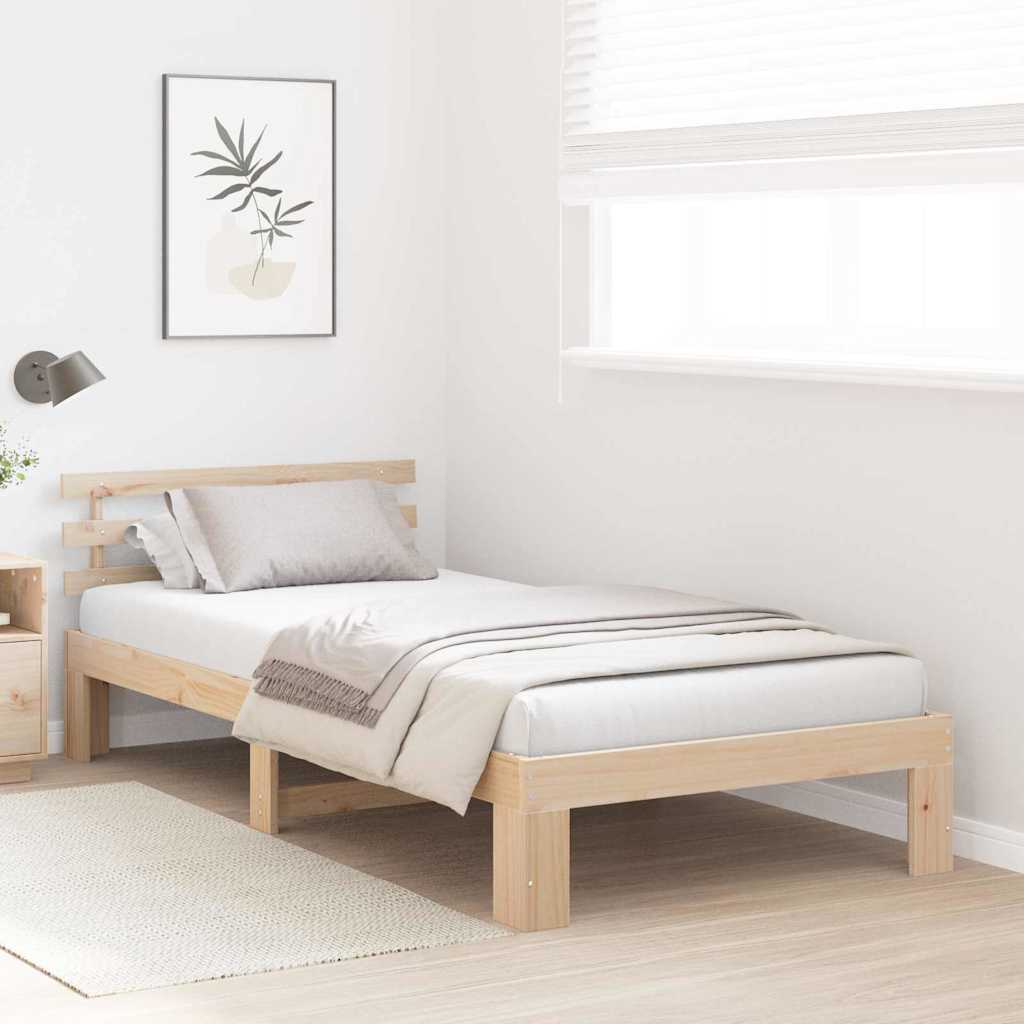Sengestamme med hodegjerde Naturlig 75 x 190 cm Massiv furu
