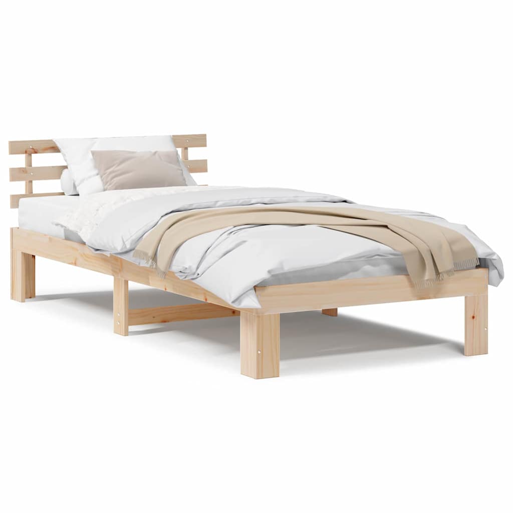 Sengestamme med hodegjerde Brun 75 x 190 cm Massivt furutre