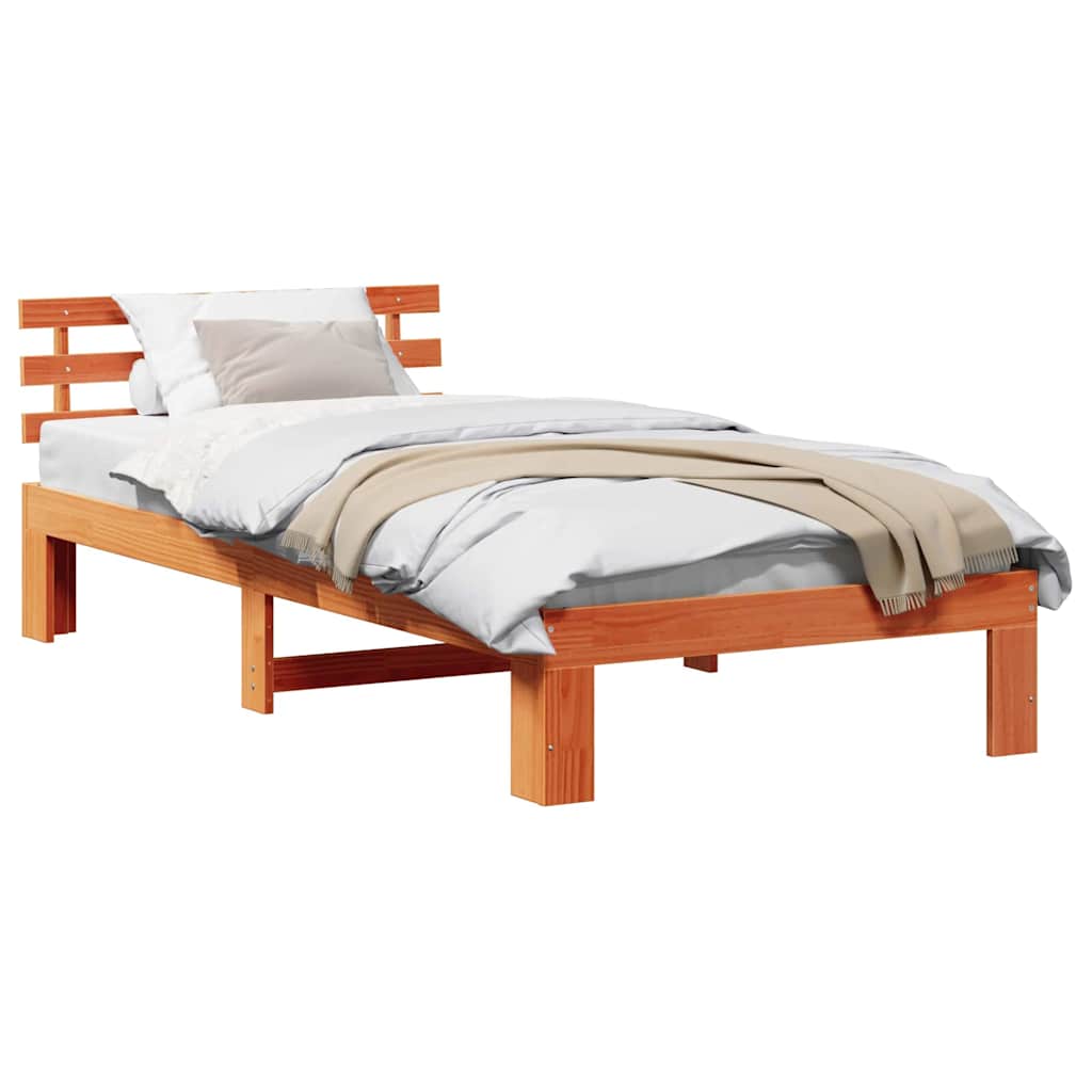 Sengestamme med hodegjerde Brun 75 x 190 cm Massivt furutre