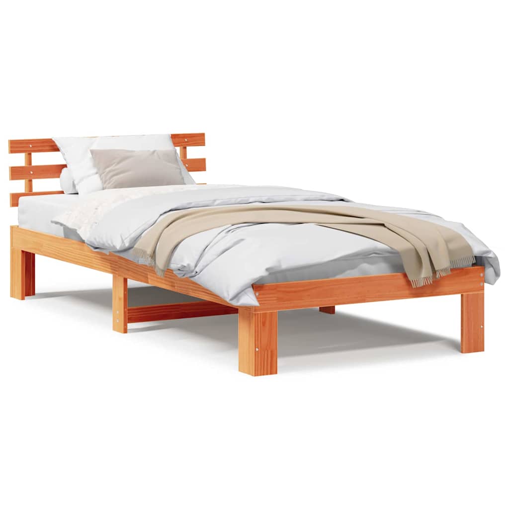 Sengestamme med hodegjerde Brun 75 x 190 cm Massivt furutre