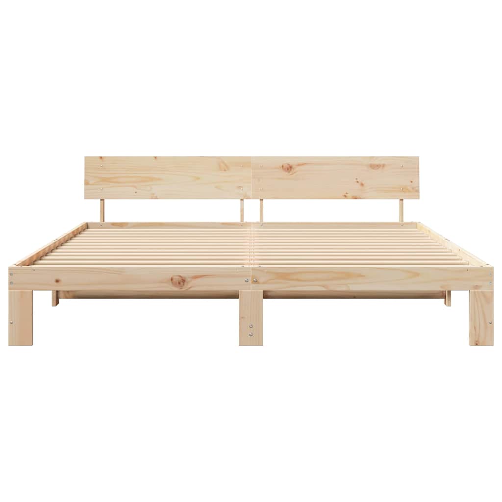 Sengestamme med hodegjerde Brun 200 x 200 cm Massivt furutre