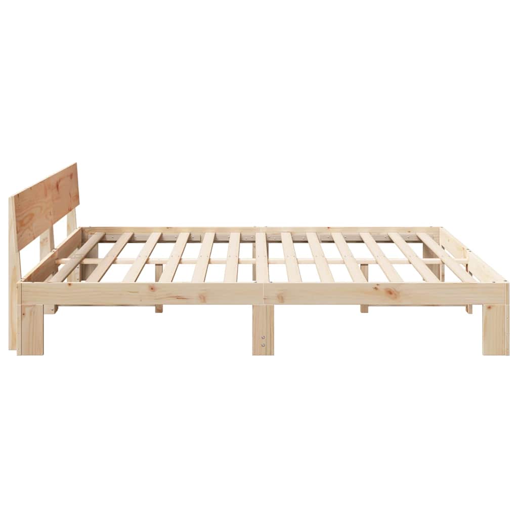 Sengestamme med hodegjerde Brun 200 x 200 cm Massivt furutre