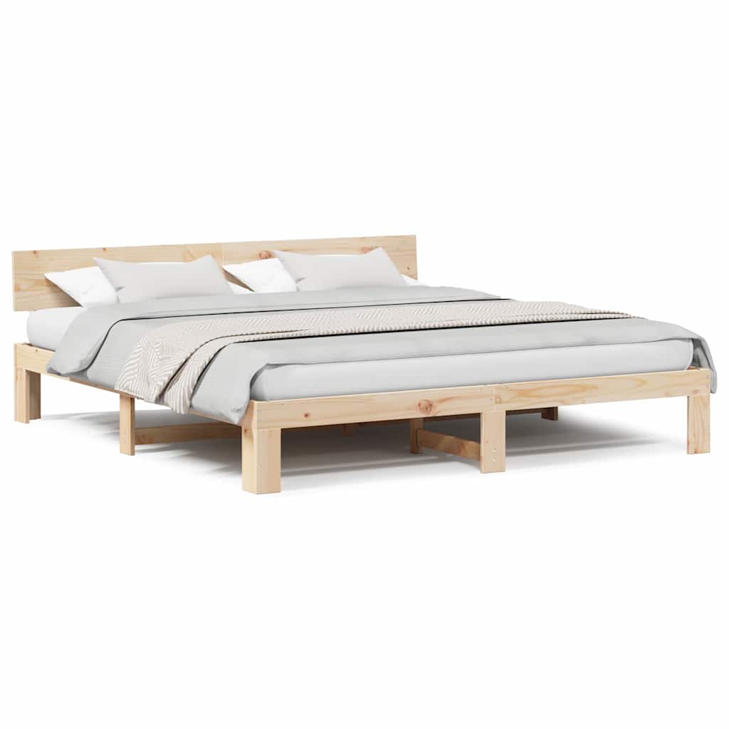 Sengestamme med hodegjerde Brun 200 x 200 cm Massivt furutre