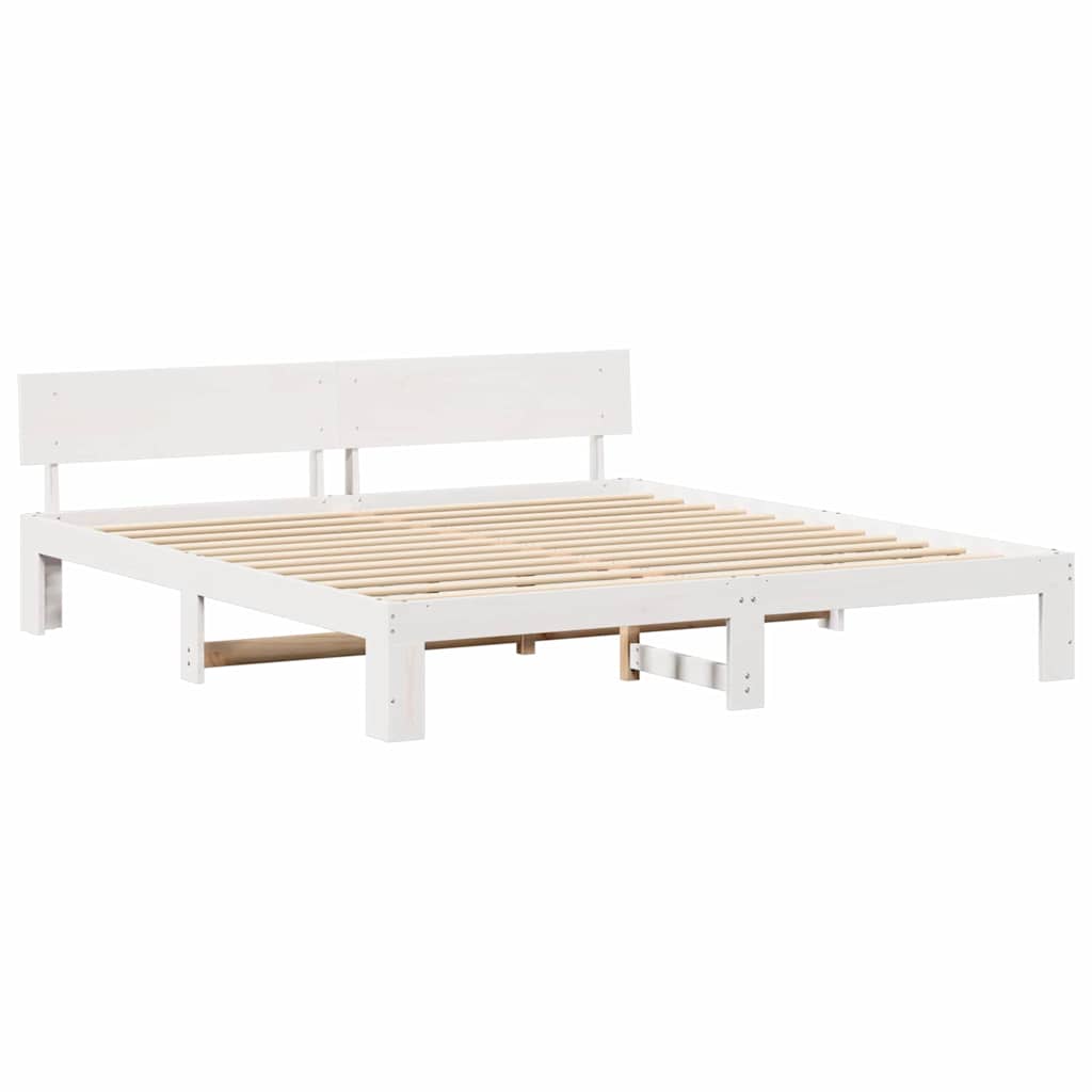 Sengestamme med hodegjerde Hvit 200 x 200 cm Massivt furutre