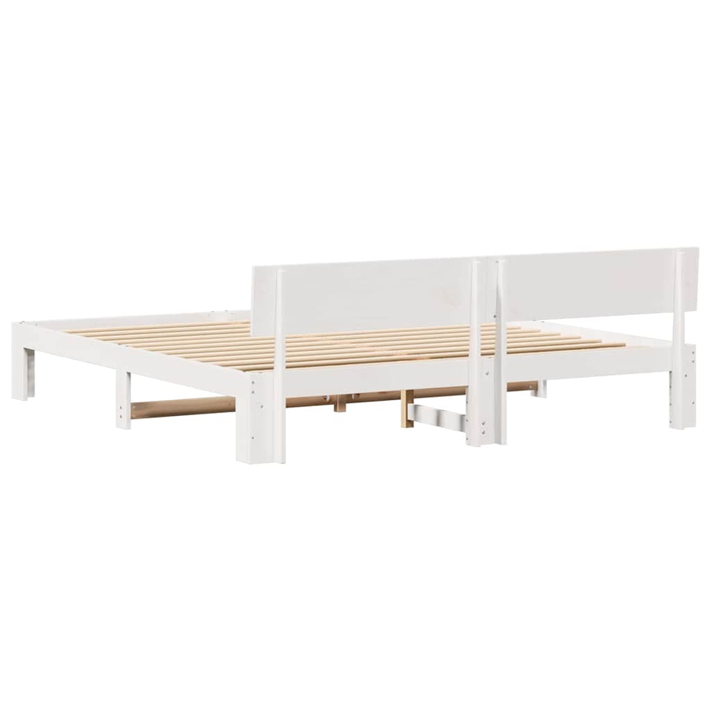 Sengestamme med hodegjerde Hvit 200 x 200 cm Massiv furu