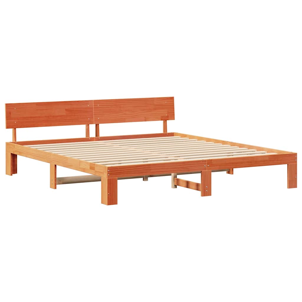 Sengestamme med hodegjerde Brun 200 x 200 cm Massivt furutre