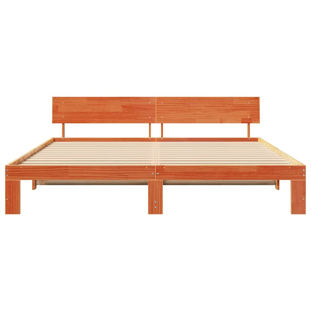 Sengestamme med hodegjerde Brun 200 x 200 cm Massivt furutre