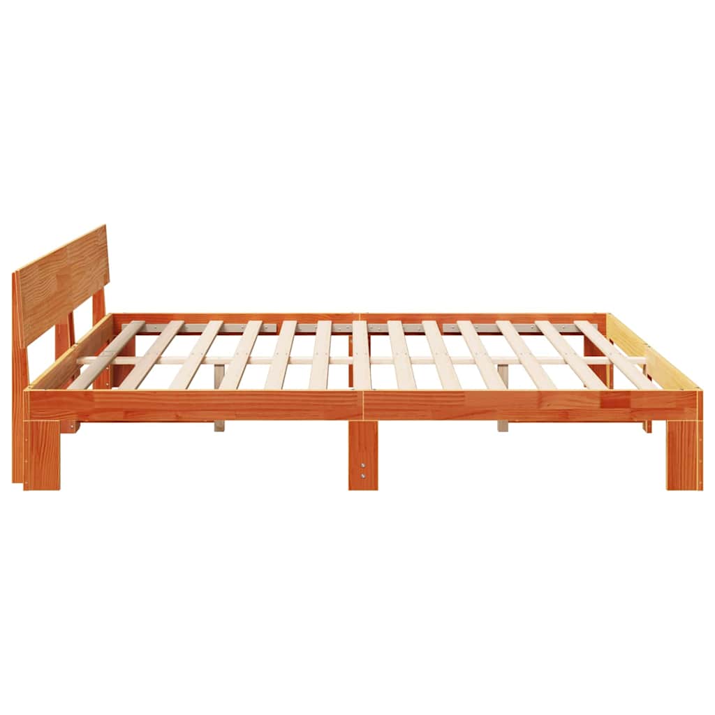 Sengestamme med hodegjerde Brun 200 x 200 cm Massivt furutre