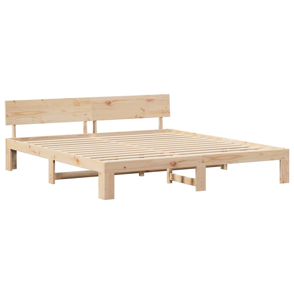 Sengestamme med hodegjerde Brun 180 x 200 cm Massivt furutre